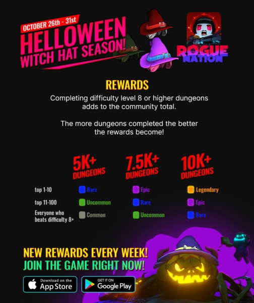 Earn Witch Hats in Rogue Nation Halloween Event